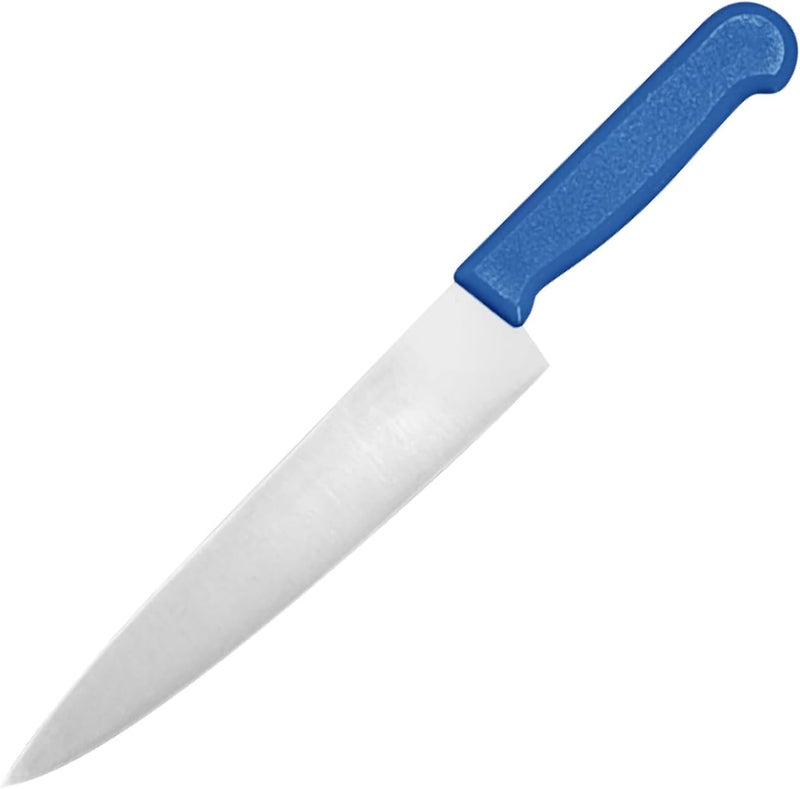 Kitchen Master 8 Inch Stainless Steel Professional Chef Knife with Blue Handle - Image 1